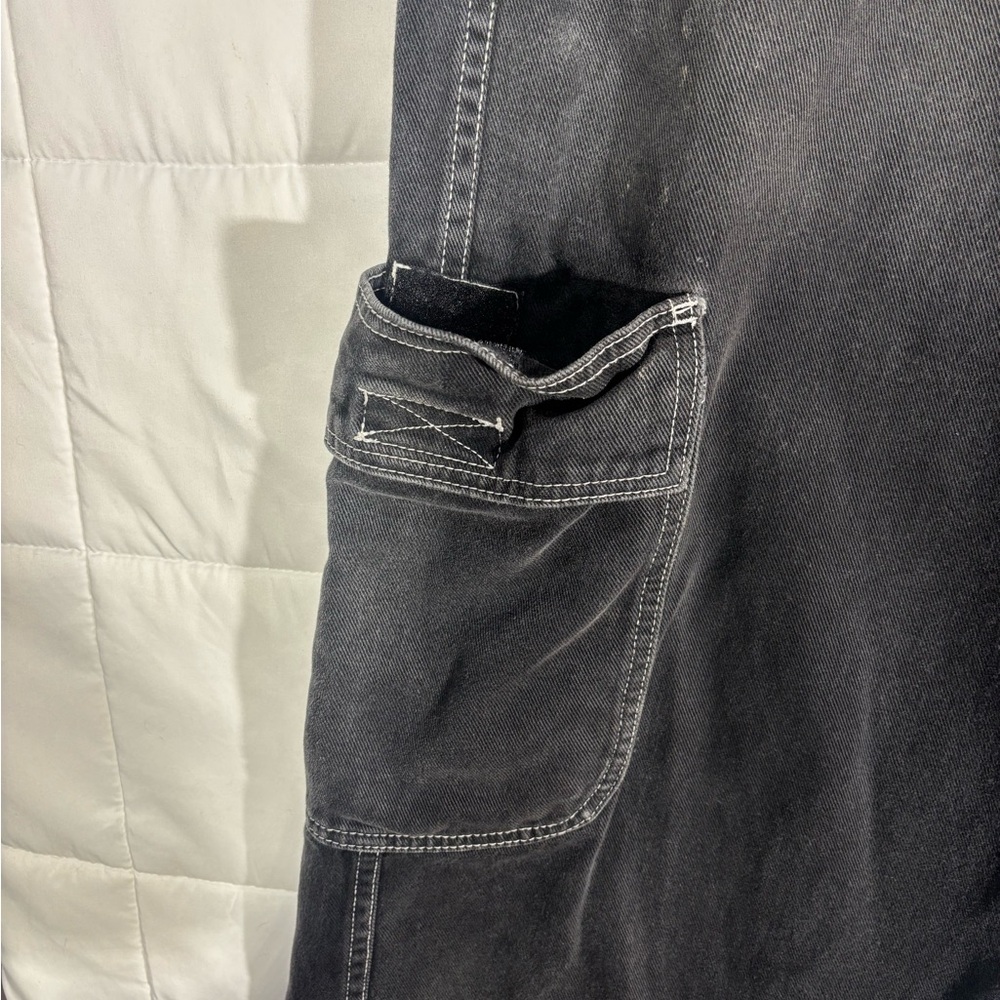 Vintage 90s BREAKDOWN Wide Leg Black Cargo Jeans JNCO Style - Picture 3 of 16